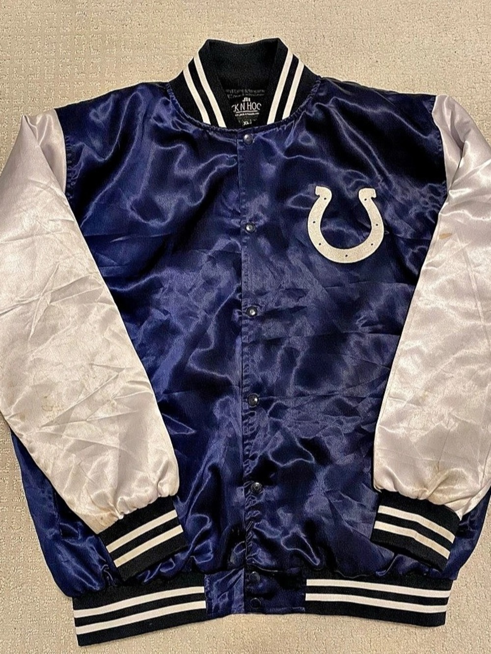 Jack in the Box Varsity Jacket Color Block Blue & White XL